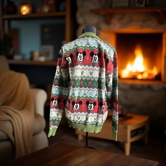 Disney Mickey Mouse Festive Sweater - Red, Green, White - Picture 2 of 6